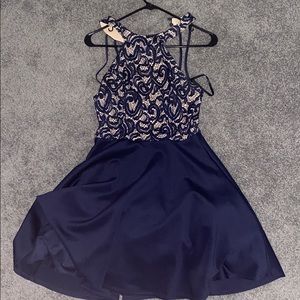 Navy blue and nude dress